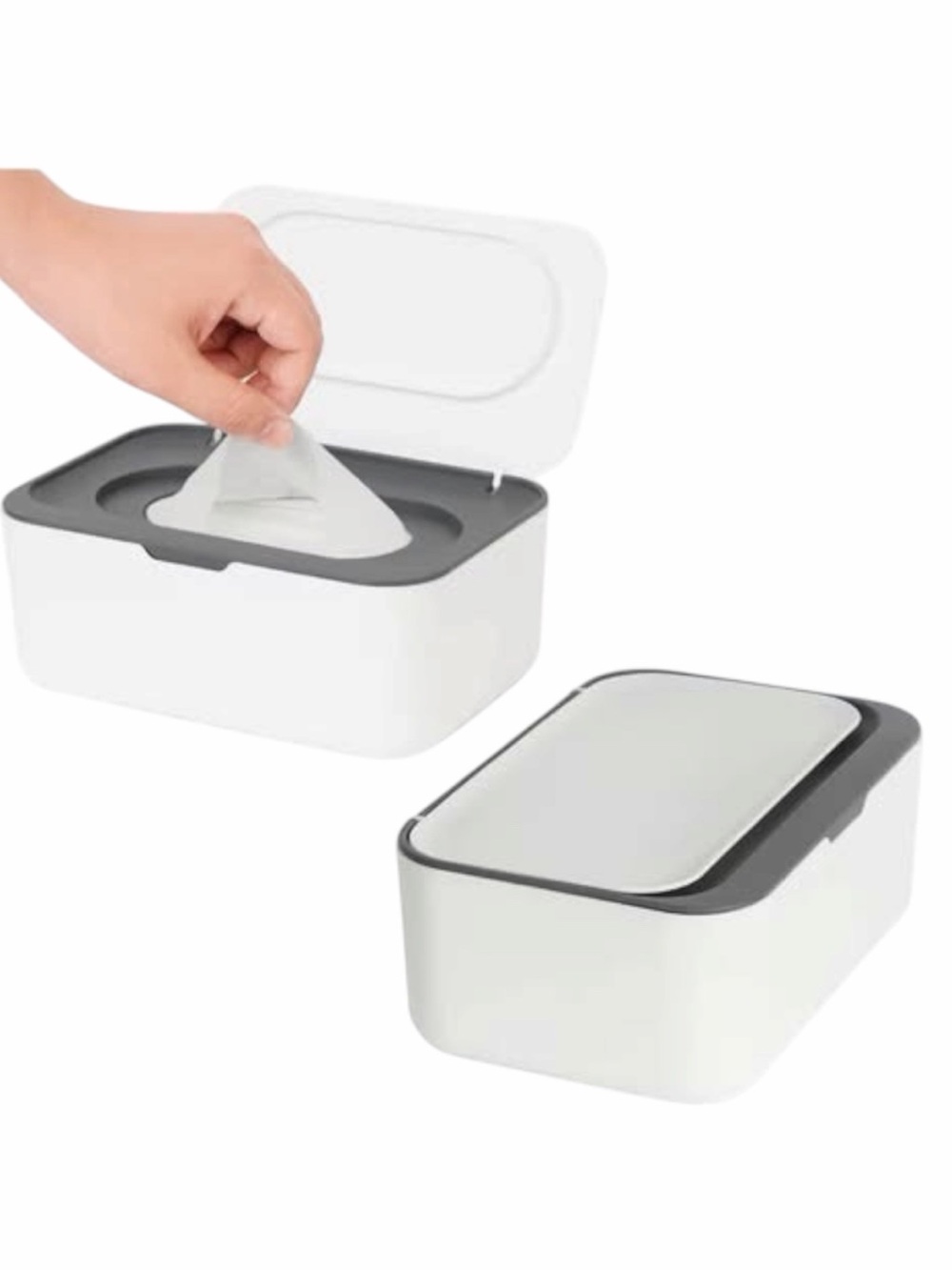 White & Gray Multipurpose Wet Baby Wipe Dispenser Container 
Set of 2